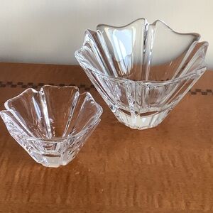Two Orrefors Orion Crystal Glass Flared Bowls